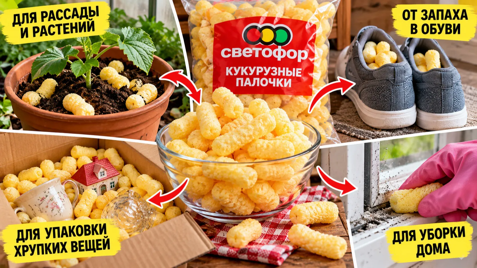 Кукурузные палочки из «Светофора» покупаю не только для еды: 4 неожиданных способа использовать их дома и на даче