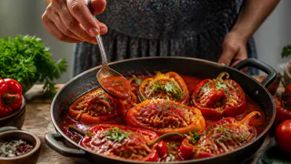 Перцы по-турецки — сочнее и вкуснее обычных: хвостик оставляю, верхушку не срезаю