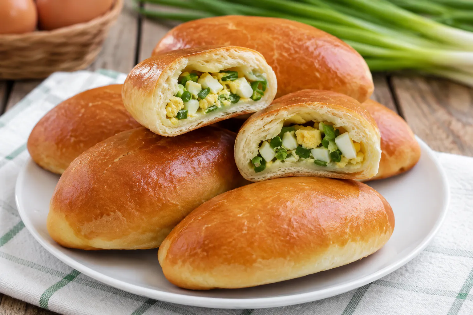 Пирожки с луком и яйцом на кефире в духовке за считанные минуты