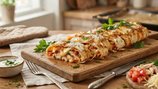 Рулет из лаваша «Пряная курочка» — необычный соус, сыр и сочные помидоры: 15 минут в духовке и можно подавать на стол