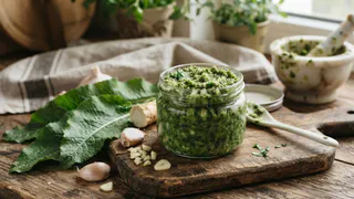 Листья хрена перетираю с чесноком и перцем: зимой зеленая аджика заменяет все магазинные соусы — шикарный аромат на весь дом