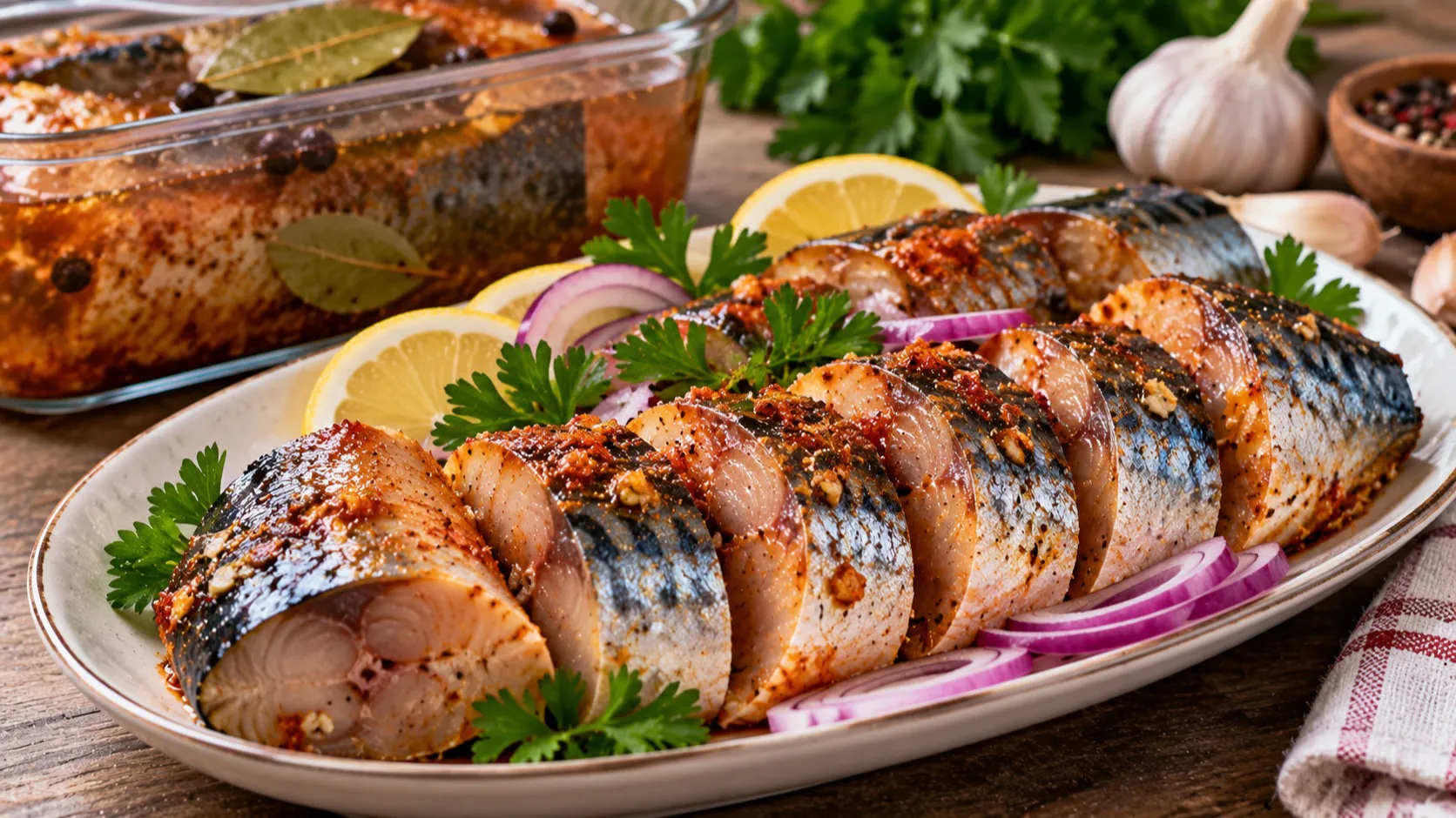 Малосольная скумбрия за 24 часа: чесночный рассол, получается вкуснее копчёной