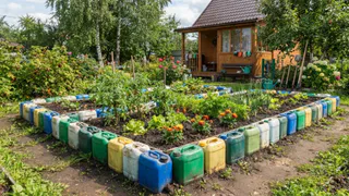 Дачники охотятся за пустыми канистрами: делают из них бордюры для грядок, которые не боятся сырости