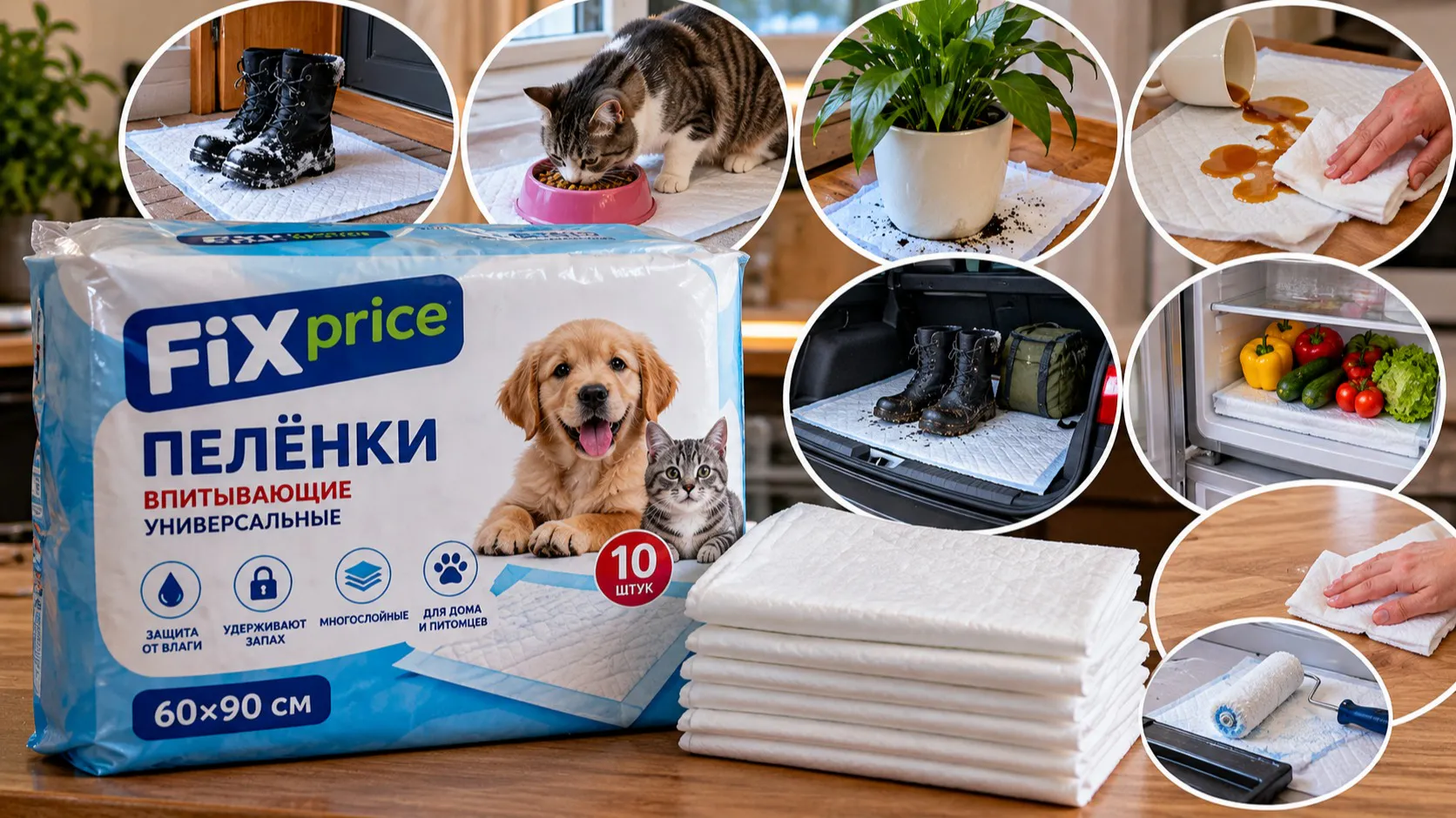 Собаки нет, а пелёнки из Fix Price покупаю пачками: 10+ хитрых способов использовать их в хозяйстве