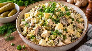 Низкокалорийный салат, а по вкусу почти как оливье: обычные продукты, а результат — 10/10