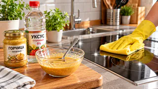 Смешиваю горчицу с уксусом — и кухня сияет чистотой: простая хитрость для опытных хозяек