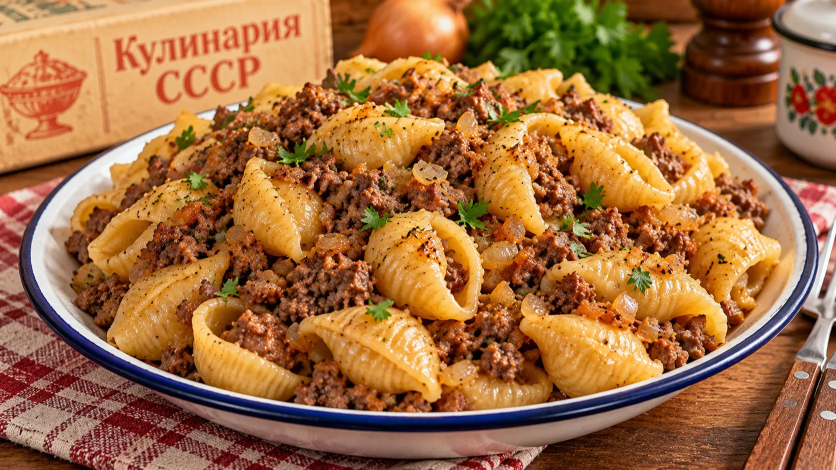 Макароны по-флотски по рецепту из СССР: мясо нежное, а каждая ракушка пропитана густым соусом