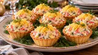 Салаты в прошлом: делаю хрустящие волованы с крабовой начинкой — вкуснее «Мимозы», красиво смотрятся на новогоднем столе, Огненная Коза оценит