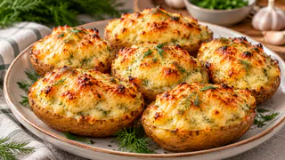 Картофель под золотистой сырной корочкой — настоящий шедевр: аромат чеснока и укропа сведёт с ума