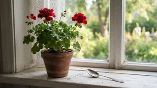 3 ложки под корень — герань зеленее изумруда, а стебли толщиной с карандаш