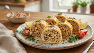 Яичные рулетики с творожным сыром и тунцом: делаю без муки и всего за 10 минут - и на завтрак, и на закуску, пальчики оближешь